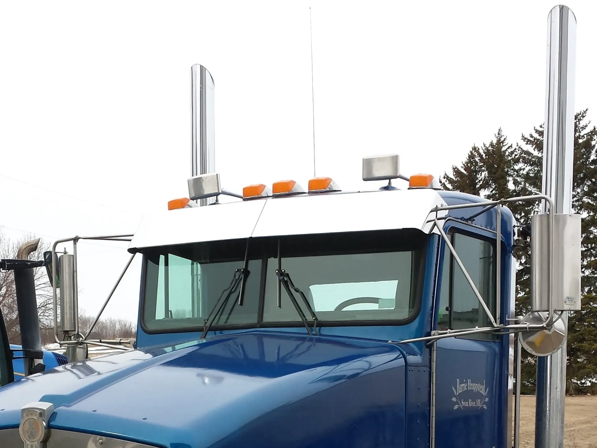 Kenworth Blind Mount Flat Glass Straight Visors - New Style Mirror Mounting