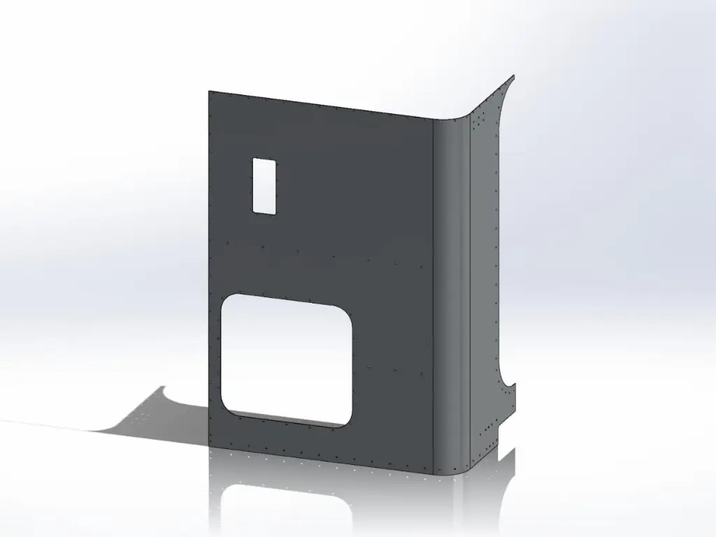 [SLI000115] Peterbilt New Style 389 Sleeper Panels - Front Corner Passengers Side, 48" (58"), Flat Top (Door and Vent)