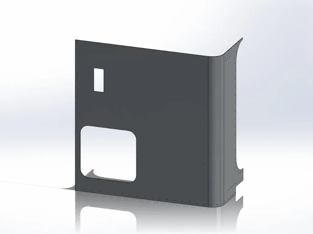 [SLI000119] Peterbilt New Style 389 Sleeper Panels - Front Corner Passengers Side, 63" (72"), Flat Top (Door and Vent)