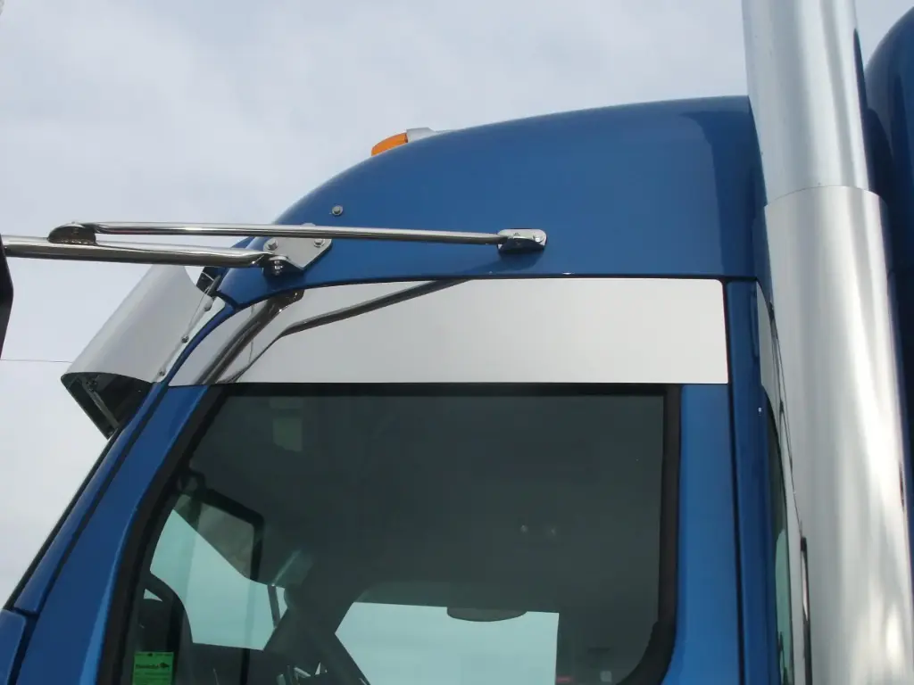 [SLI001778] Paccar 2.1 Meter Cab Door Visors - Mirror Stainless (5", Full Set)