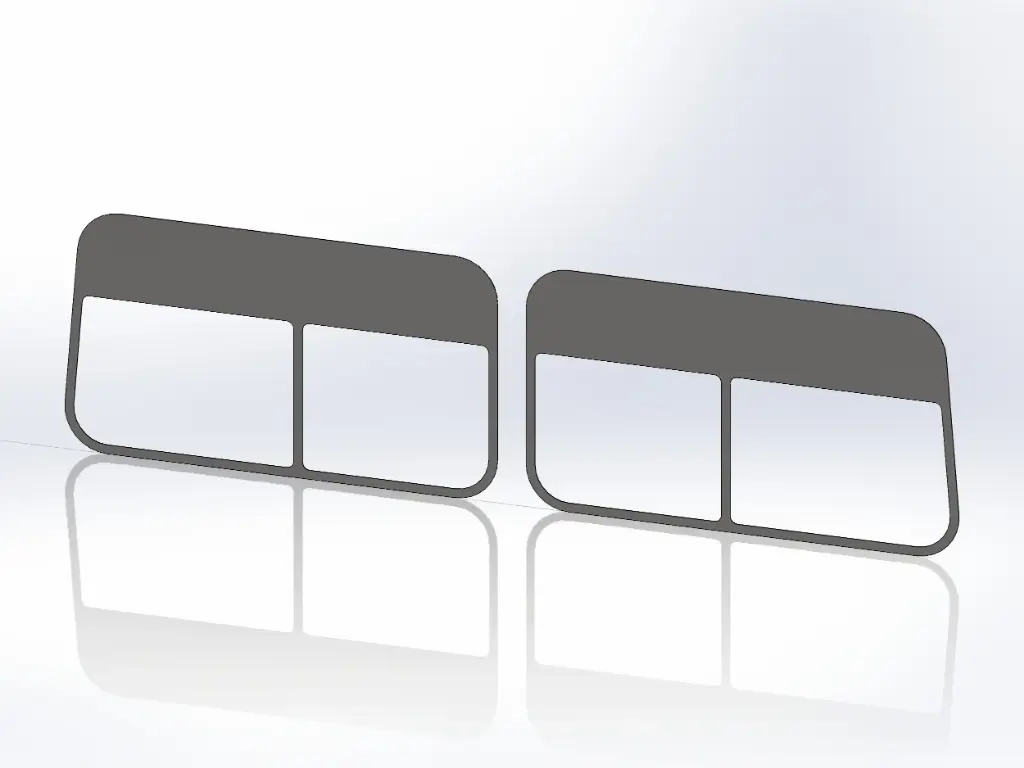 Peterbilt 70" (78") Sleeper Window Surround and Visors - Mirror Stainless